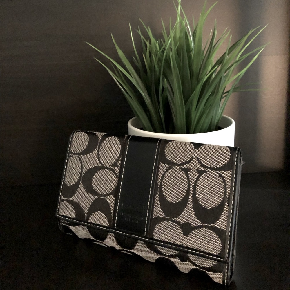 COACH Signature Wallet Black Canvas/Leather